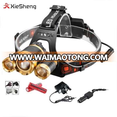 3pc CREE XML T6 Zoom Camping Torch Power by 2pc 18650 Battery 6000 Lumen Led Headlamp